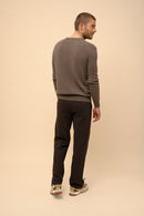 Pull Col V 4 Fils - Nathan - Taupe Chiné