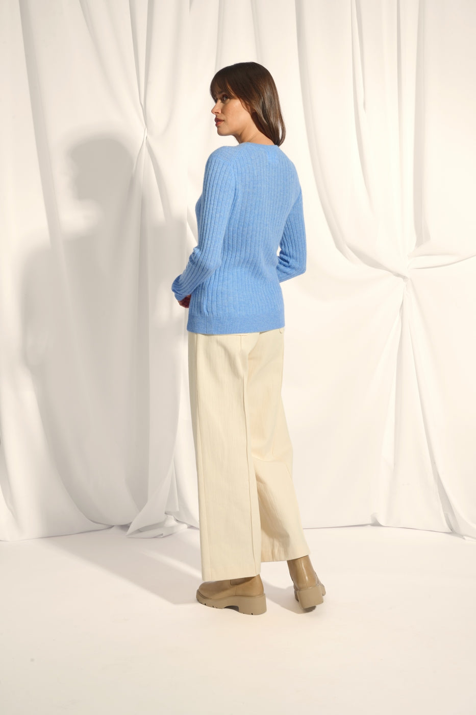 Jersey Cuello Redondo - Avana - Sky
