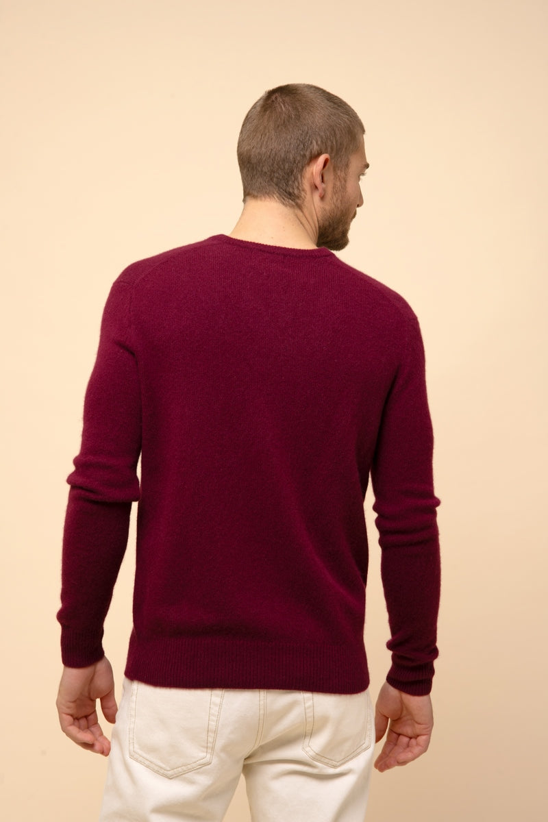 4-Ply V-Neck Jumper - Nathan - Burgundy