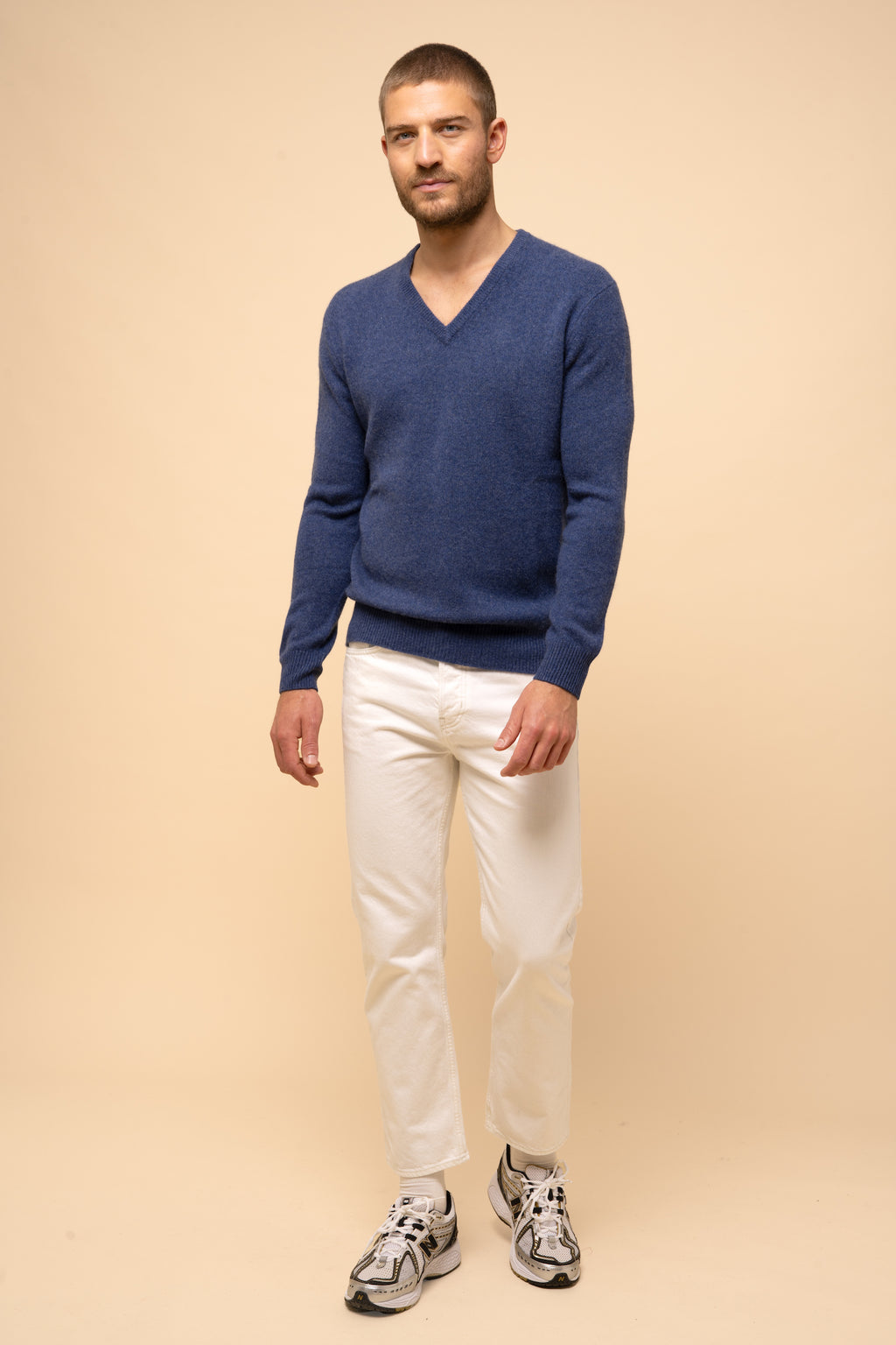 Pull Col V 4 Fils - Nathan  - Océan Chiné