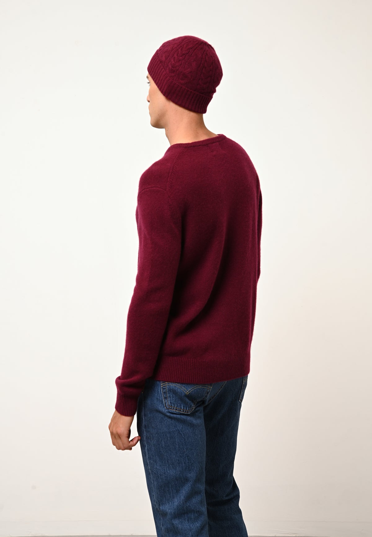 Pull Col Rond 4 Fils - Gabin - Bordeaux