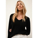 Pull Col V 4 Fils Abby - 100% Cachemire 4 Fils - Noir - Femme