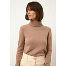 Just Cashmere - Pull Col Roulé June Camel Chiné, 100% Cachemire, 4 Fils, Jersey - Femme