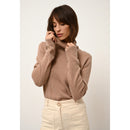 Cashmere  sudadera Just - June Jersey cuello vuelto jaspeado camel, 100% cachemira, 4 hilos, - Mujer