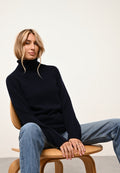 Roll Neck 4-Ply Jumper - June - Navy