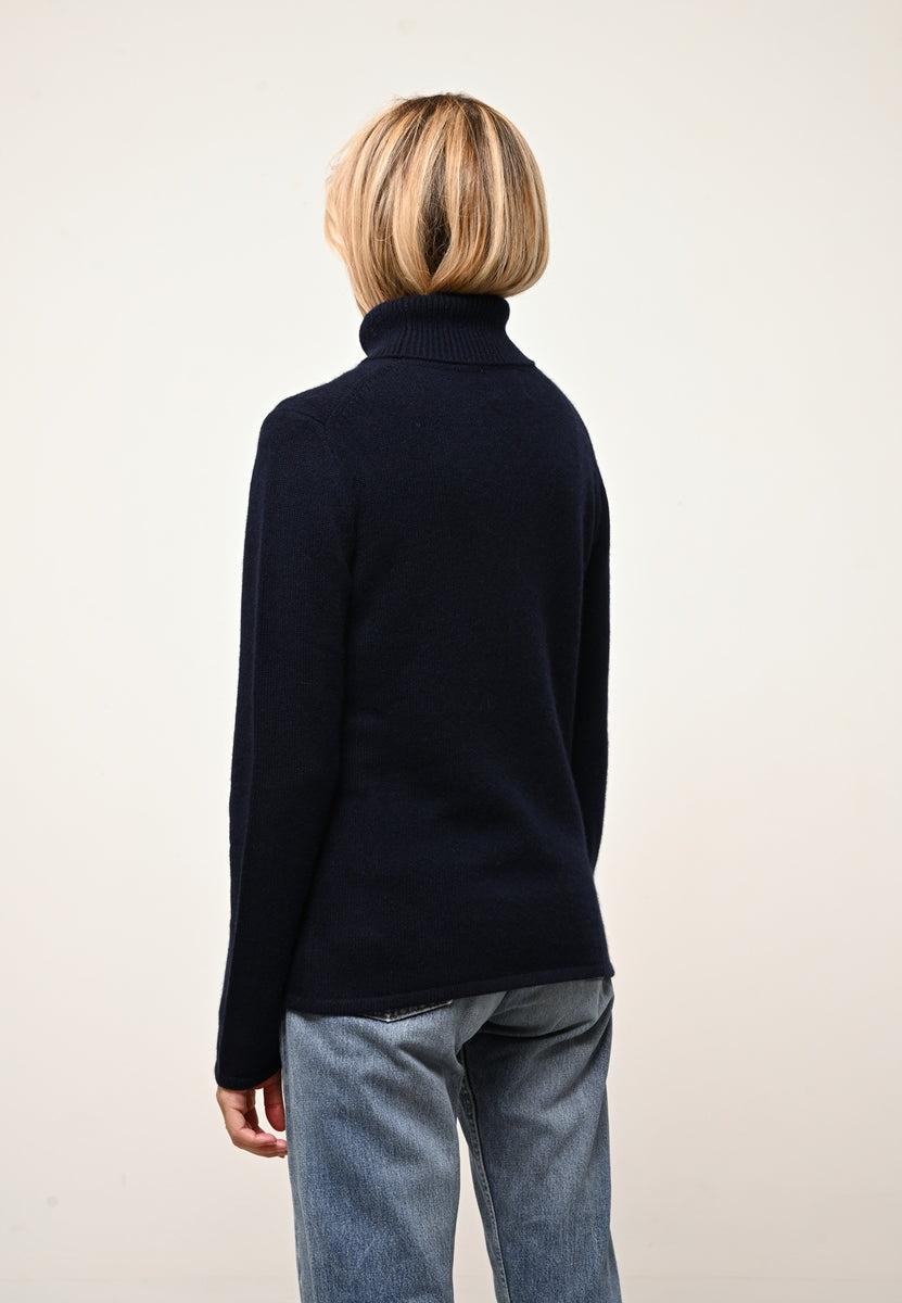 Roll Neck 4-Ply Jumper - June - Navy