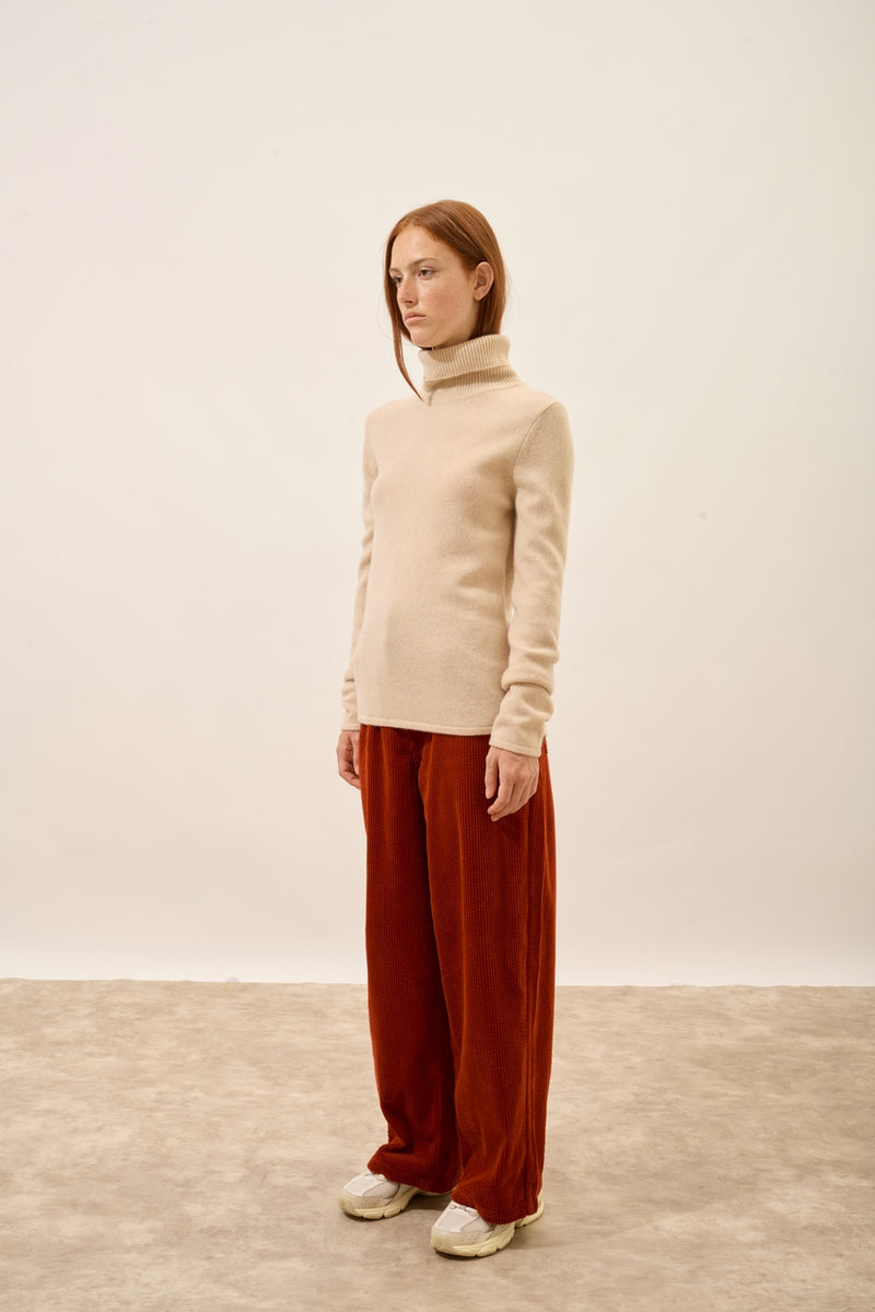 Pull Col Roulé 4 Fils - June - Sable