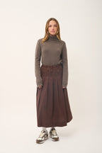 4-Ply Roll Neck Jumper - June - Heathered Taupe