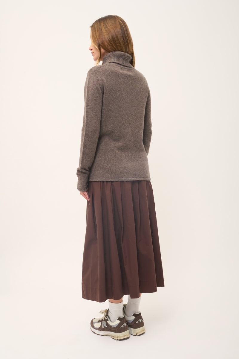 4-Ply Roll Neck Jumper - June - Heathered Taupe