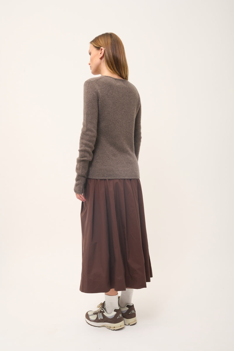 4-Ply Round-Neck Jumper - Joyce - Taupe Chiné
