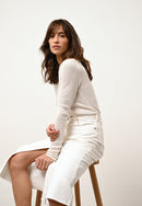 Pull Col Rond 4 Fils Joyce - 100% Cachemire 4 Fils - Ivoire - Femme