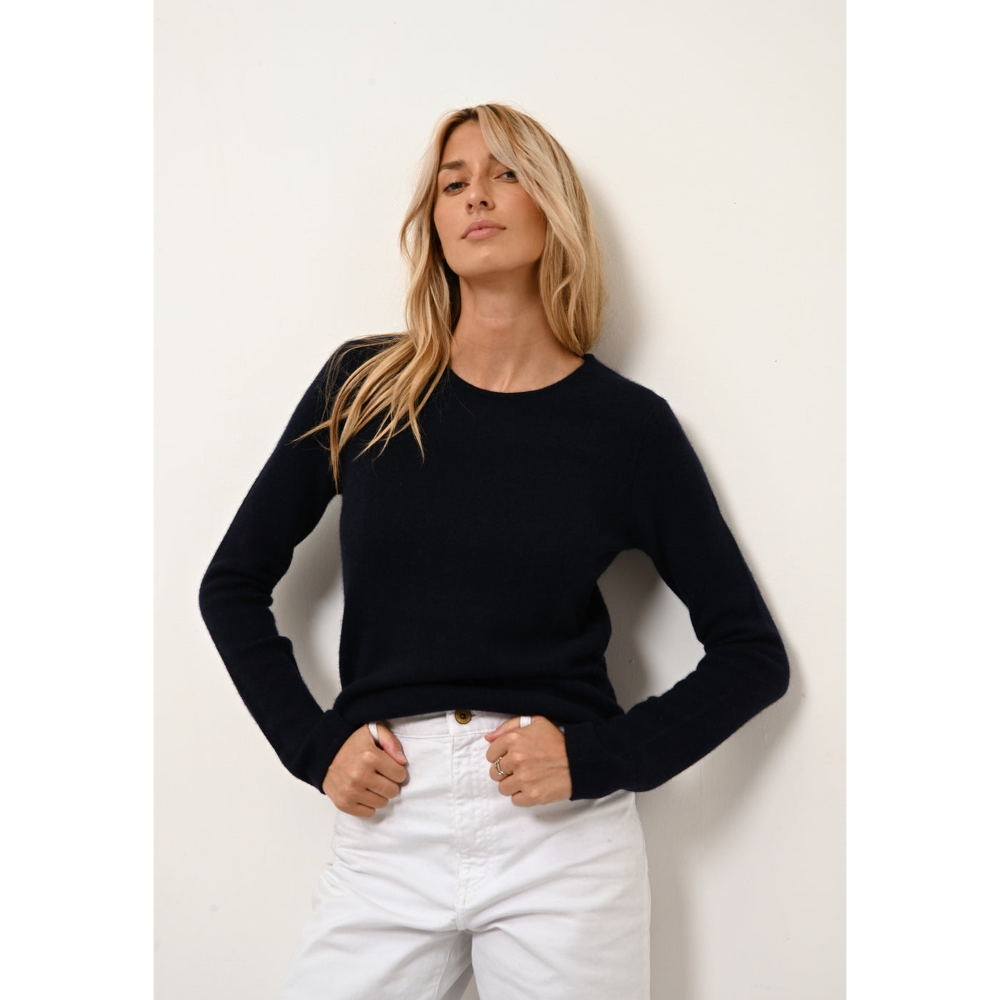 Pull Col Rond 4 Fils - Joyce - Navy