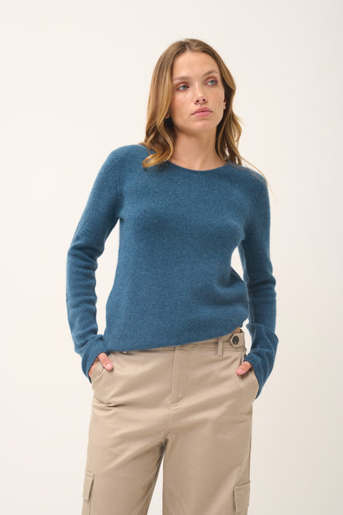 Pull Col Rond 4 Fils - Joyce - Vert Canard Chiné