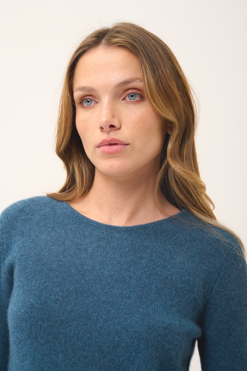 Pull Col Rond 4 Fils - Joyce - Vert Canard Chiné