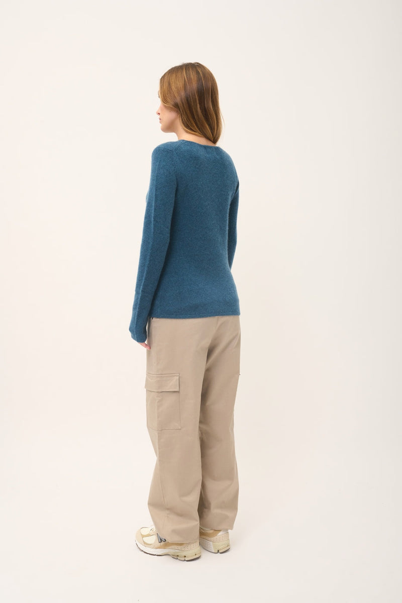 Pull Col Rond 4 Fils - Joyce - Vert Canard Chiné