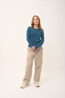 Pull Col Rond 4 Fils - Joyce - Vert Canard Chiné