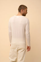 Pull Col V  Walt - 100% Cachemire 2 Fils - Ivoire - Homme