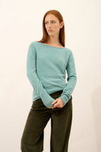 Jersey de cuello barco - Grace - Verde jaspeado