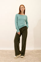 Jersey de cuello barco - Grace - Verde jaspeado
