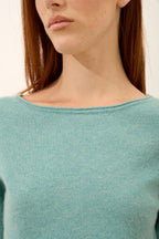 Jersey de cuello barco - Grace - Verde jaspeado