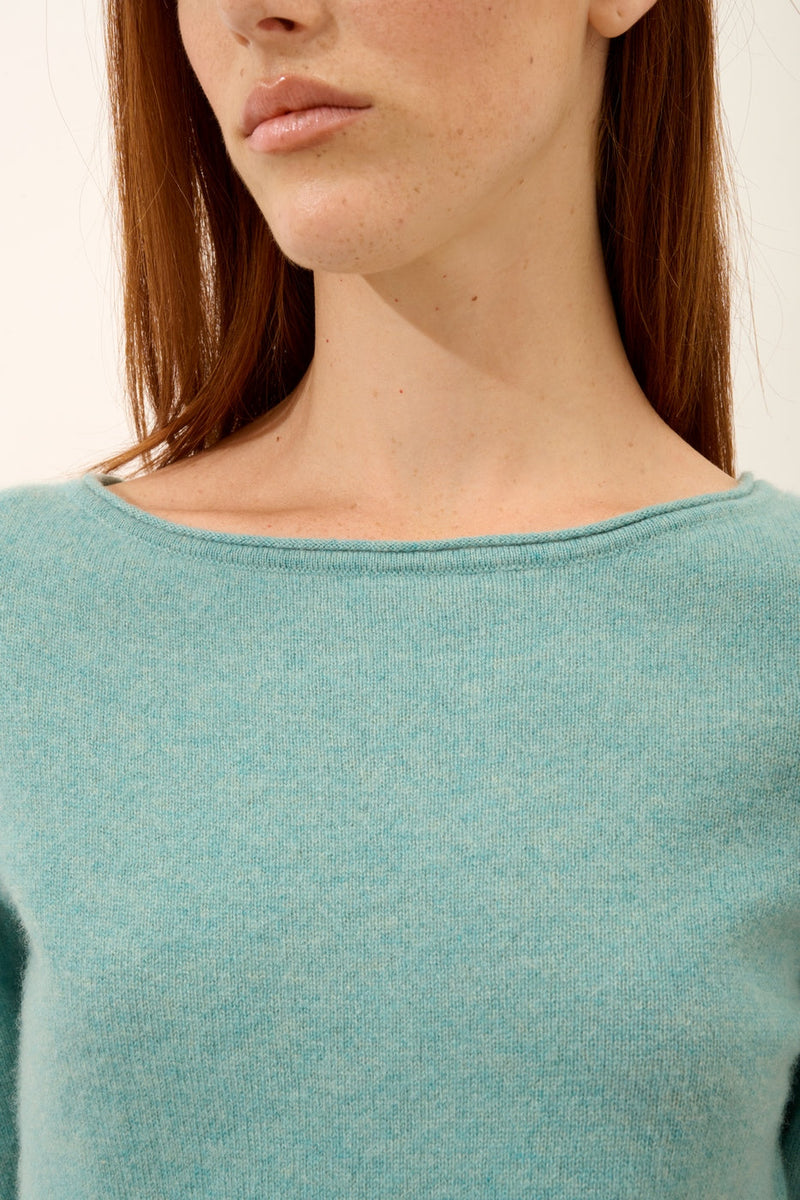 Pull Col Bateau - Grace - Vert Chiné