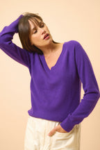 Jersey Cuello en V - Phoebe - Violeta