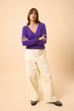 Jersey Cuello en V - Phoebe - Violeta