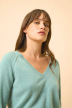 V-Neck Jumper - Phoebe - Green Marl