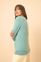 V-Neck Jumper - Phoebe - Green Marl