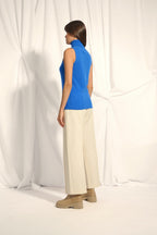 Sleeveless Roll Neck Jumper - Violet - Electric Blue