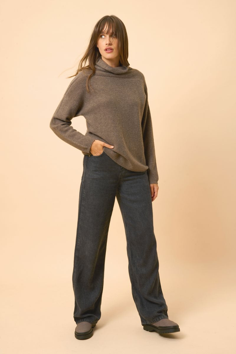 Roll Neck Jumper - Blantyre - Taupe Chiné