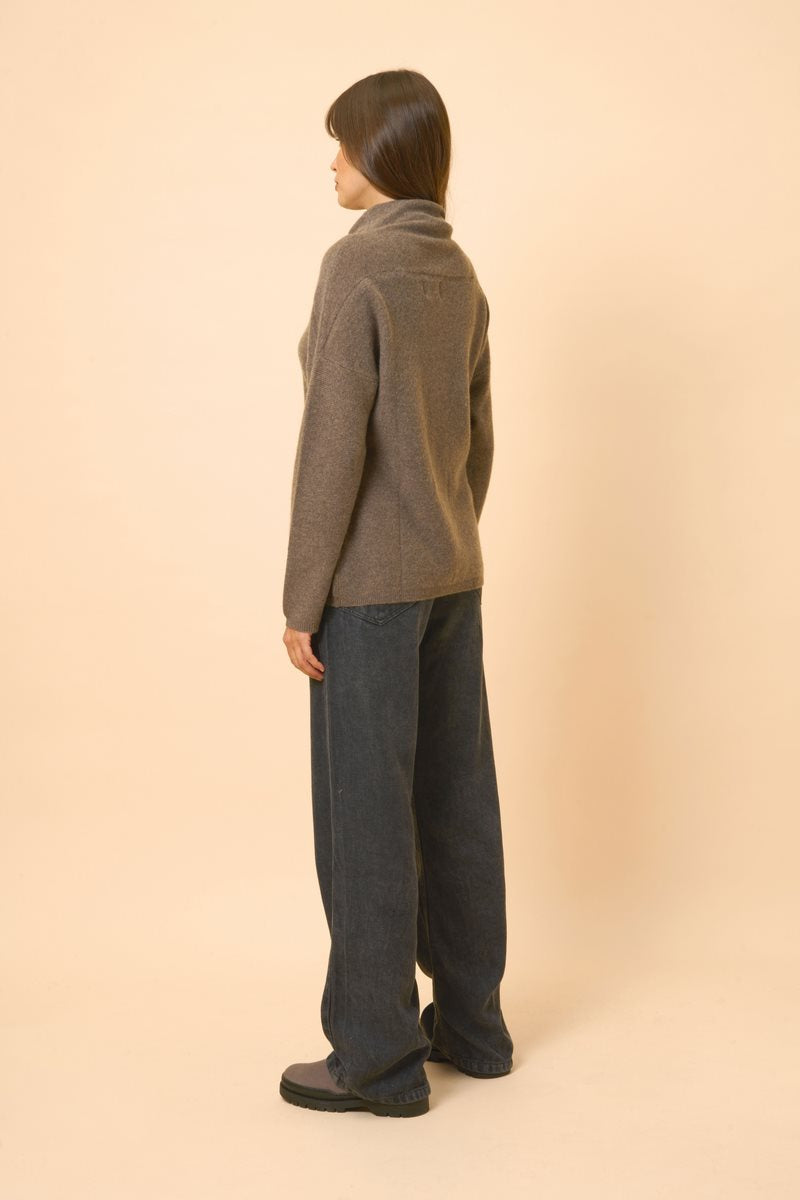 Roll Neck Jumper - Blantyre - Taupe Chiné