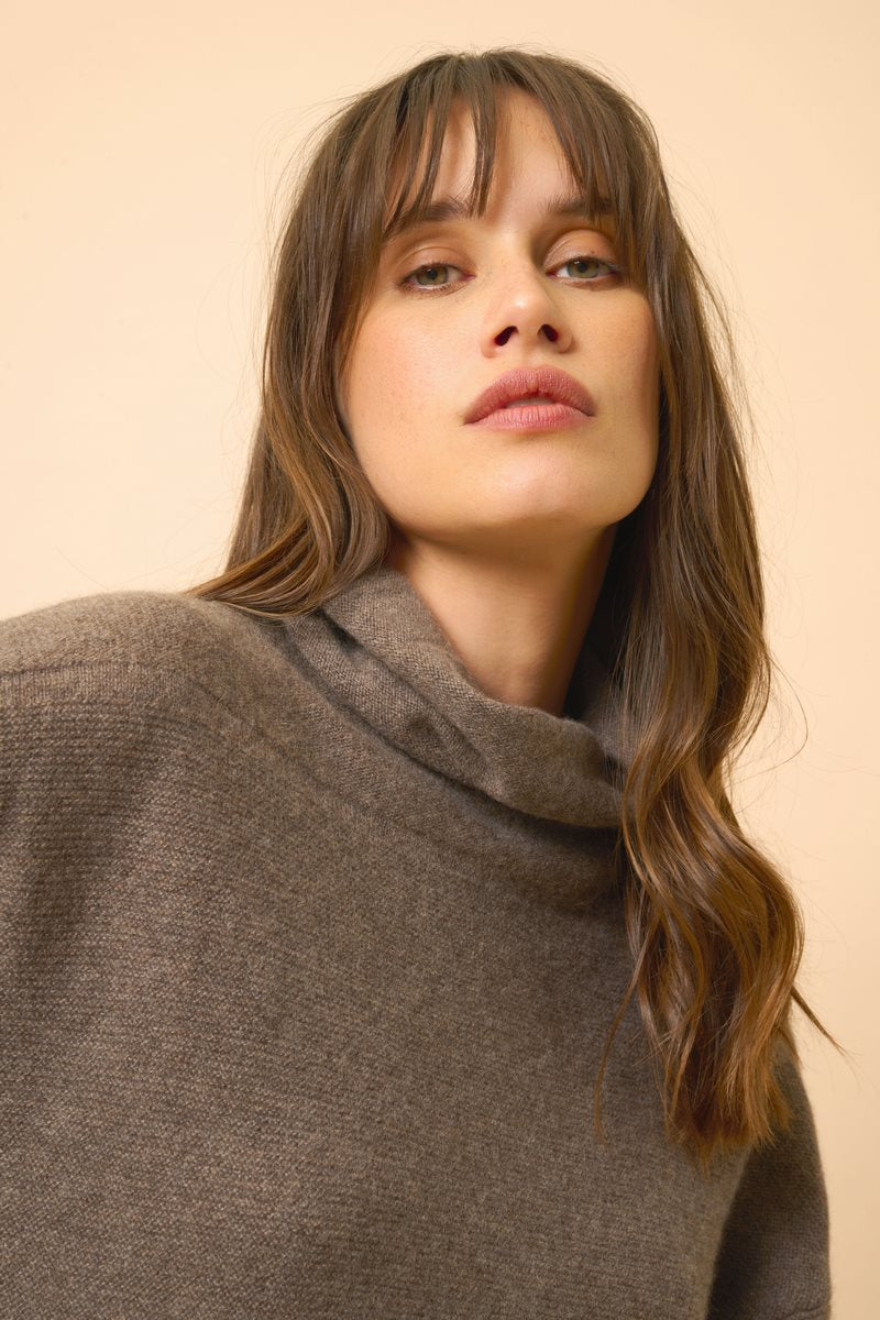 Roll Neck Jumper - Blantyre - Taupe Chiné