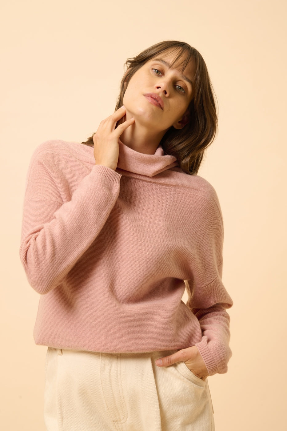 Roll-Neck Jumper - Blantyre - Rose Wood