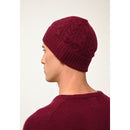 Just Cashmere - Bonnet Cleo Bordeaux, 100% Cachemire, 4 Fils, Torsade - Mixte