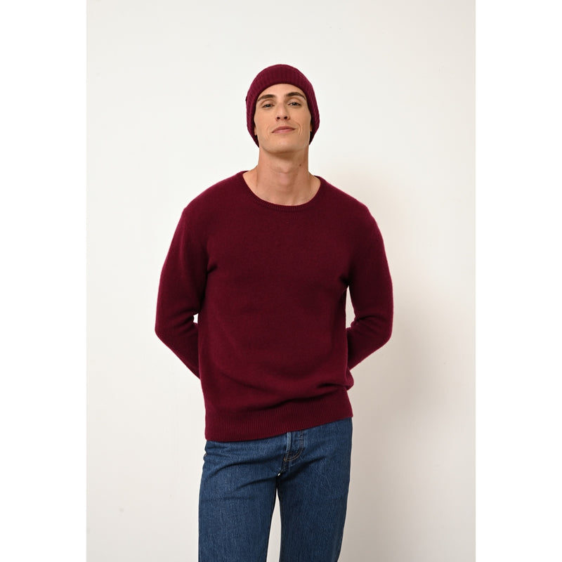 Just Cashmere - Bonnet Cleo Bordeaux, 100% Cachemire, 4 Fils, Torsade - Mixte