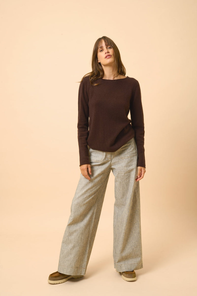 Boat Neck Sweater - Grace - Choco
