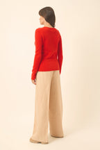 4-Ply Round Neck Jumper - Joyce - Tomato