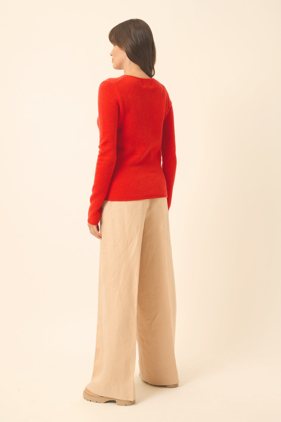 4-Ply Round Neck Jumper - Joyce - Tomato