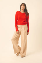 Jersey de Cuello Redondo de 4 Hilos - Joyce - Tomate