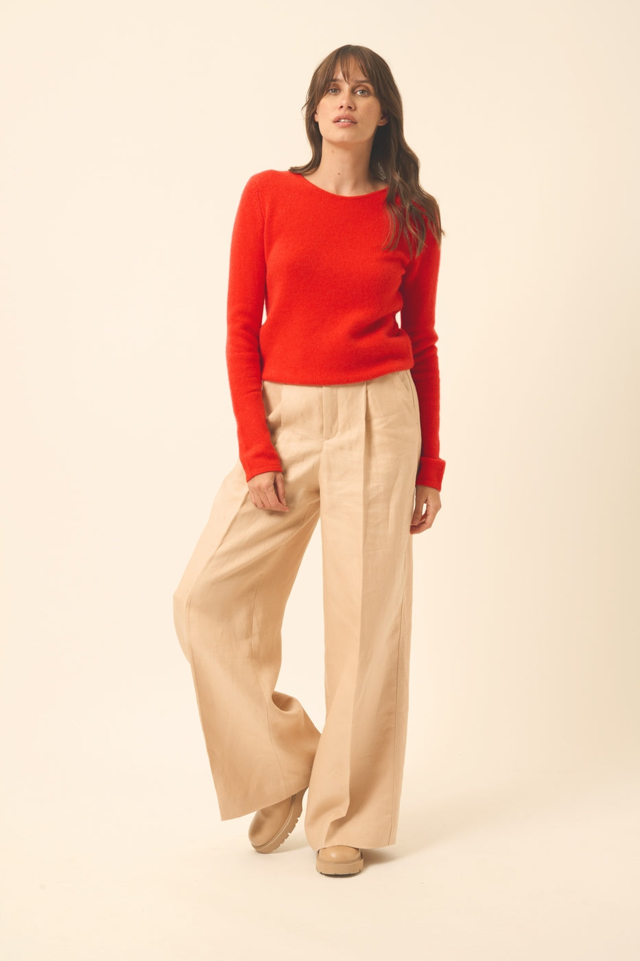 4-Ply Round Neck Jumper - Joyce - Tomato