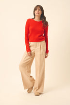 4-Ply Round Neck Jumper - Joyce - Tomato