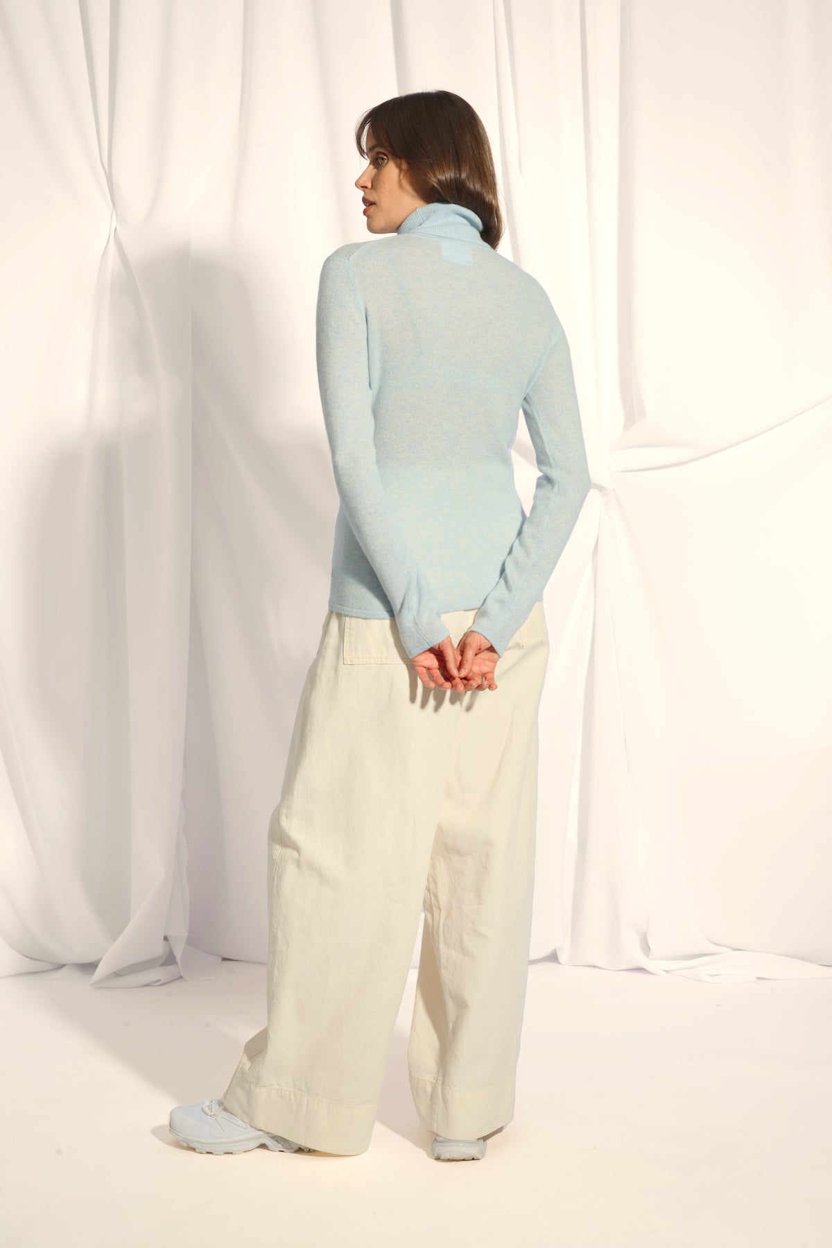 Jersey de Cuello Vuelto - Ava - Azul Claro Jaspeado