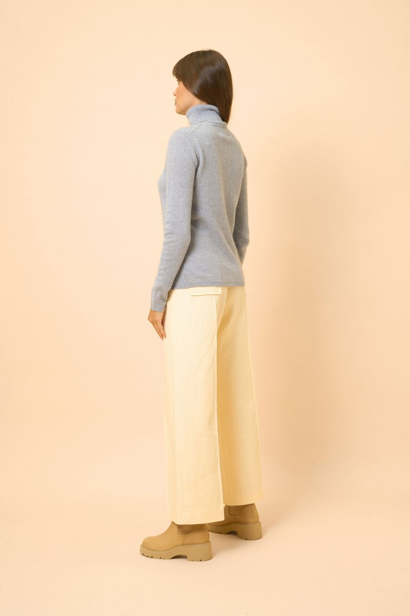 Pull Col Roulé - Ava - Bleu Ivoire