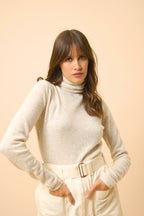 Pull Col Roulé - Ava - Gris Perle Chiné