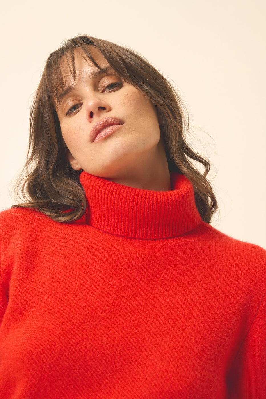 4-Ply Roll-Neck Jumper - June - Tomato