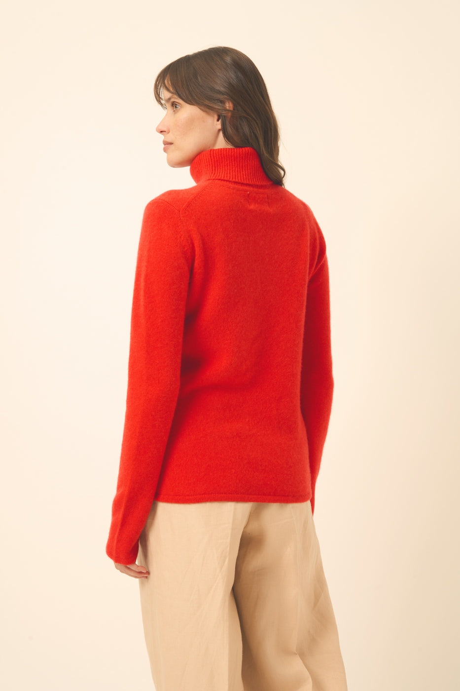 4-Ply Roll-Neck Jumper - June - Tomato