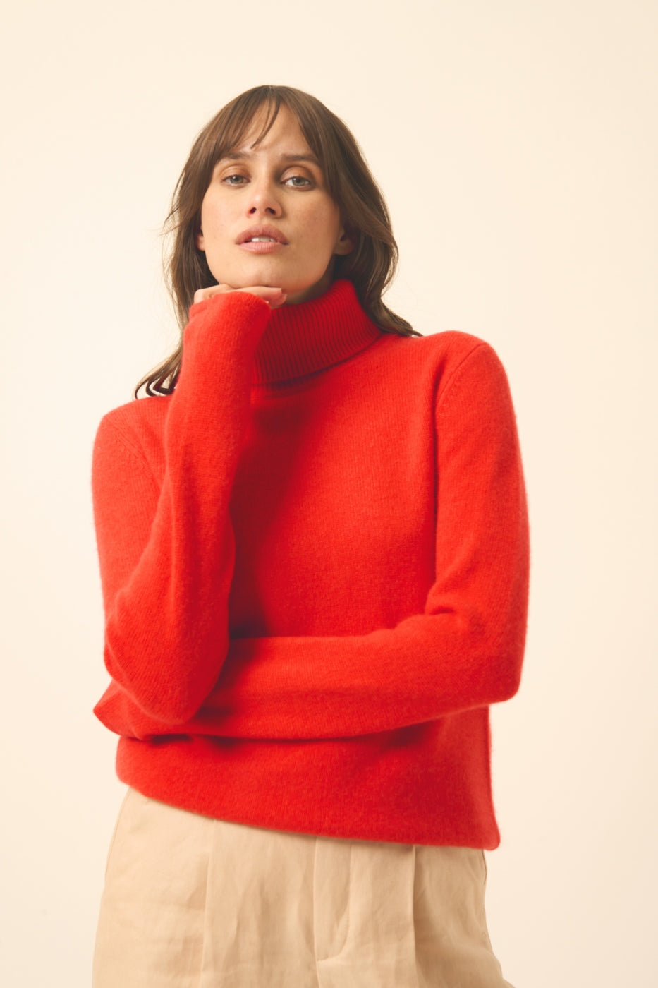 4-Ply Roll-Neck Jumper - June - Tomato