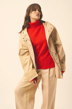 4-Ply Roll-Neck Jumper - June - Tomato