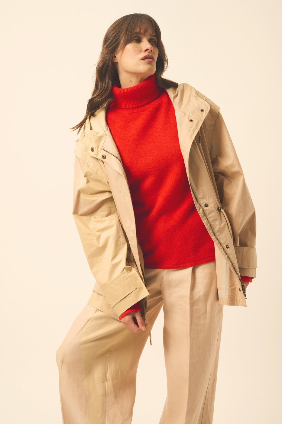 4-Ply Roll-Neck Jumper - June - Tomato